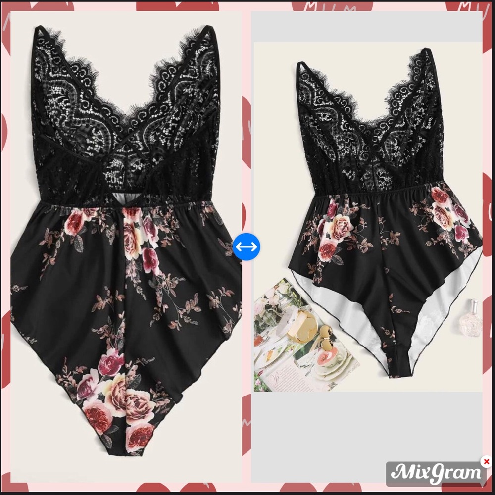💥 PLUS BLACK FLORAL PRINT TEDDY SIZE: 1XL 🔥